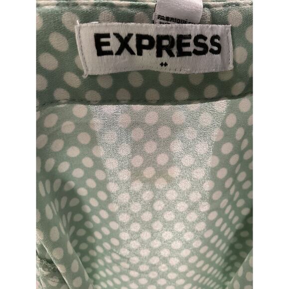Express Green Polka Dot Button-Up Top (L) - Picture 3 of 4